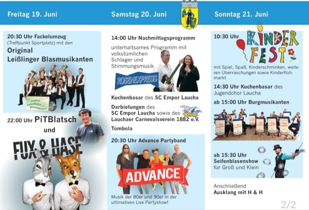 Programm Heimatfest Laucha an der Unstrut